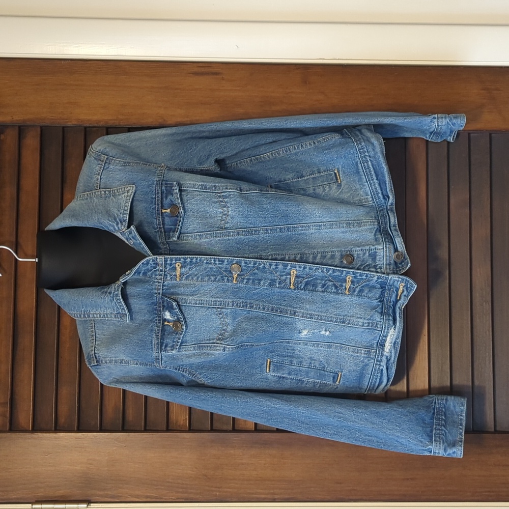 Moosimo supply Co faded denim blue jean jacket size large